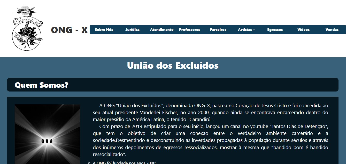 Imagem do site ONG-X